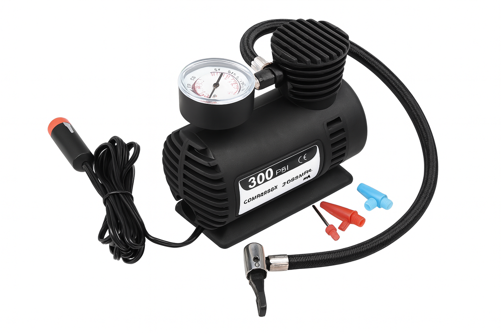 Electric Air Compressor Inflator Pump for car, Bike, tubeless tyre. 12V 300 PSI air Pump for Bicycle, Football, Basketball