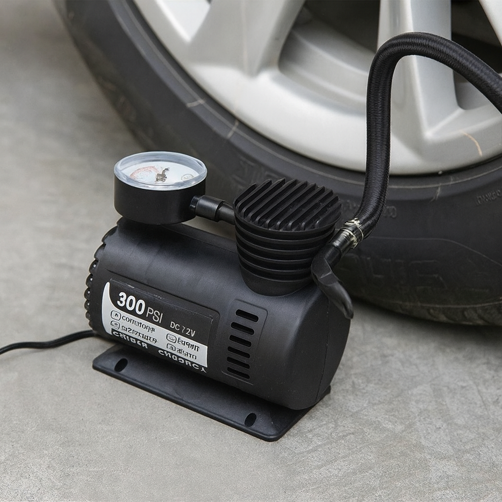Electric Air Compressor Inflator Pump for car, Bike, tubeless tyre. 12V 300 PSI air Pump for Bicycle, Football, Basketball